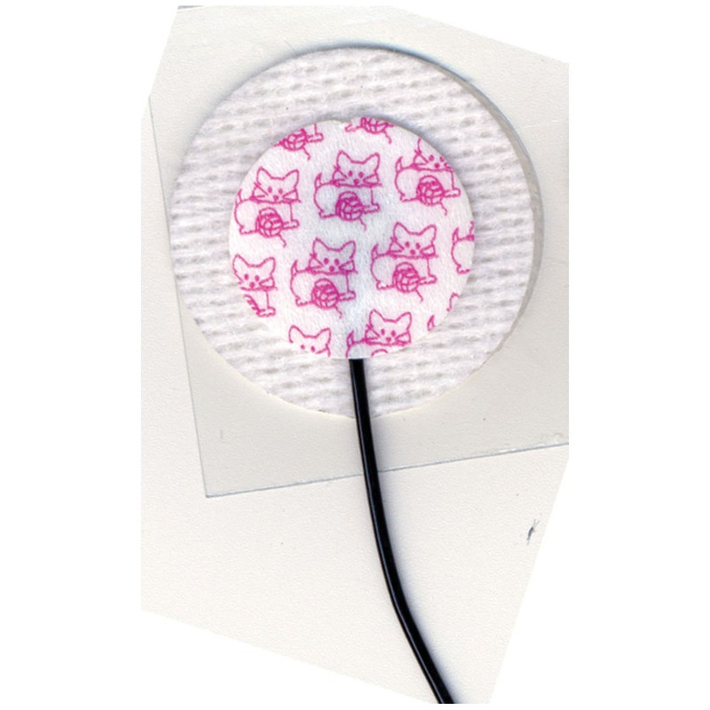 ECG Electrode, Neonatal, KittyCat, Pre-Wired, Cloth 1053NPSM, Radiolucent Lead Wires, 3/strip, 100 strip/cs (Continental US Only)