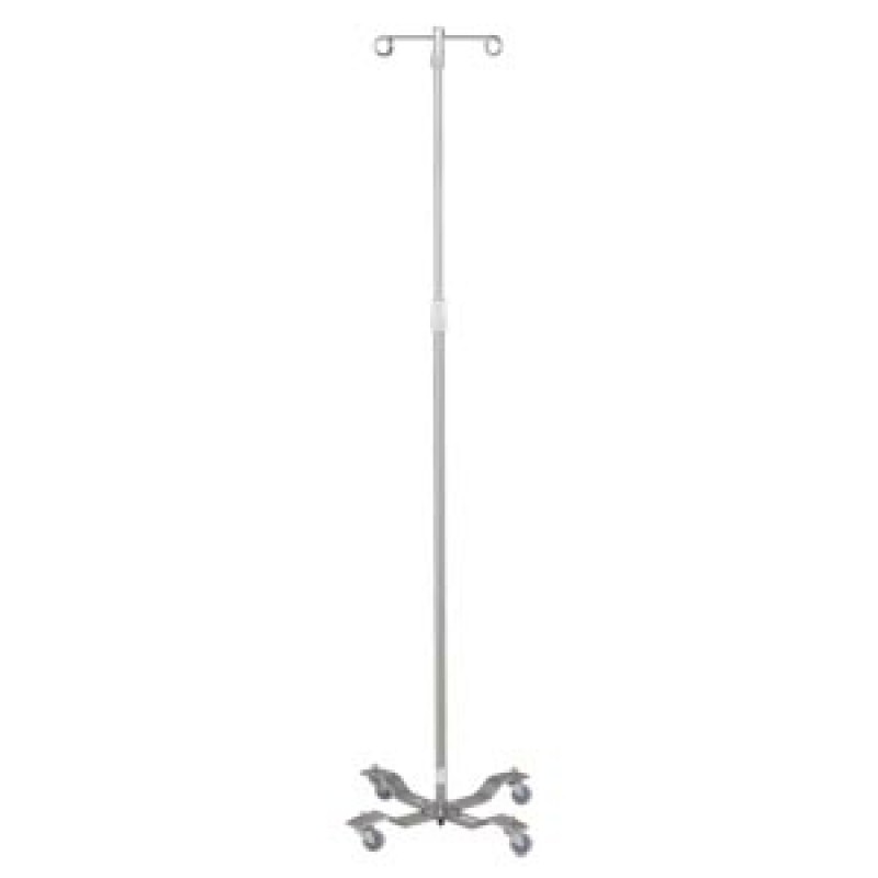 Blickman Industries 0528890000 IV Stand, 2 Hook, Twist Lock, 4 Leg, 21 1/4" Diameter Stainless Steel Low Center of Gravity Welded Base (DROP SHIP ONLY)