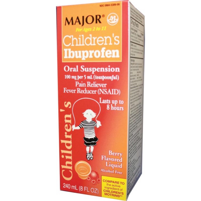 Major Pharmaceuticals 263246 Ibuprofen, Childrens Suspension, 240mL, Boxed, Compare to Motrin®, NDC# 00904-5309-09