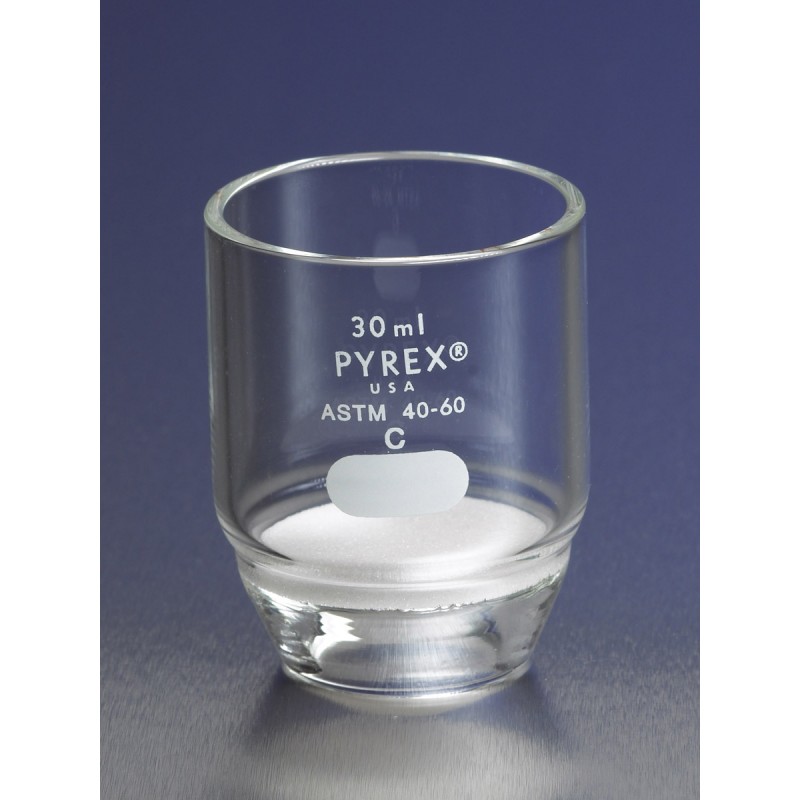 Corning 32960-30C PYREX® 30 mL Low Form Gooch Crucible with 30 mm Diameter Coarse Porosity Fritted Disc