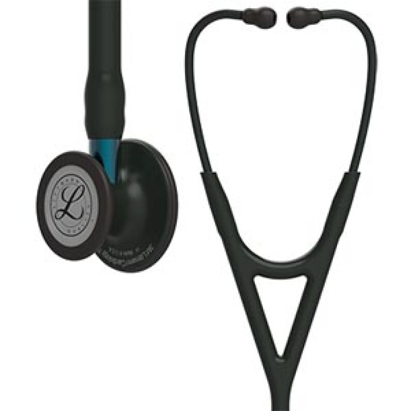 3M Health Care 6201 Stethoscope, Black Finish Chestpiece, Black Tube, Blue Stem and Black Headset, 27" (Continental US+HI Only) (Littmann items are only available for sale online by distributors authorized by 3M Littmann)