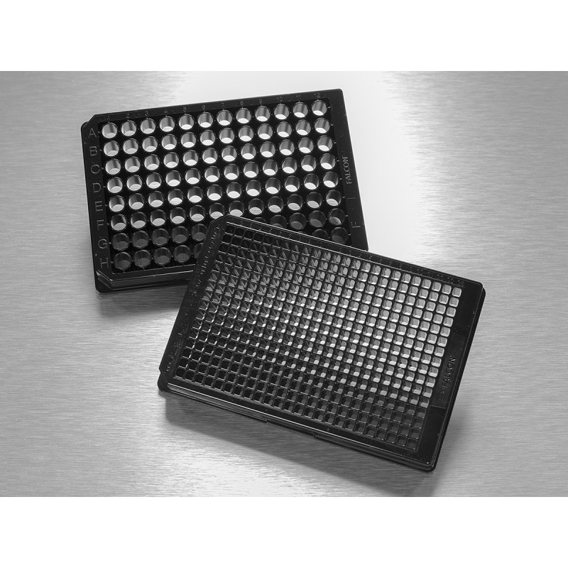 Corning 353219 Falcon® 96-well Black/Clear Flat Bottom TC-treated Imaging Microplate with Lid, 8/Pack, 32/Case