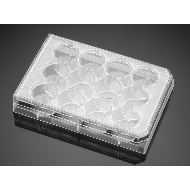 Corning 356500 Corning® BioCoat® Collagen I 12-well Clear Flat Bottom TC-treated Multiwell Plate, with Lid, 5/Pack, 50/Case