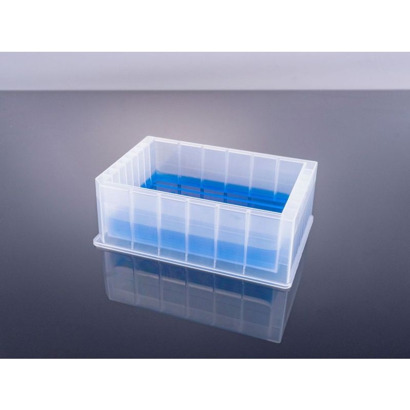 Reservoir microplates without caps, single well, 12 channel troughs, medium profile 44.5mm height, 290ml, Sterile, 10/pk, 50/cs