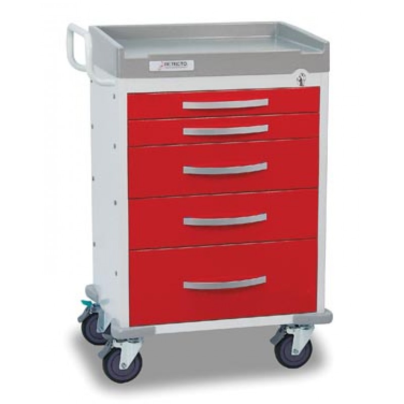 Detecto RC33669RED Detecto Rescue Series ER Medical Cart, 5 Red Drawers (DROP SHIP ONLY)