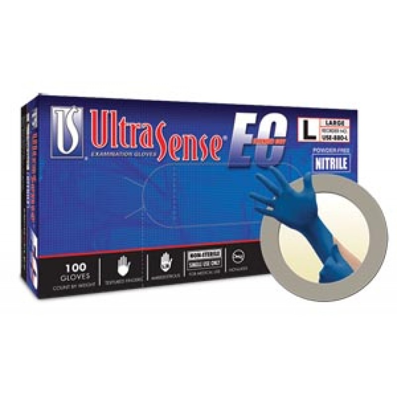 Ansell USE-880-XL Exam Gloves, PF Nitrile, Extended Cuff, Textured Fingers, Blue, X-Large, 100/bx, 10 bx/cs (US Only)