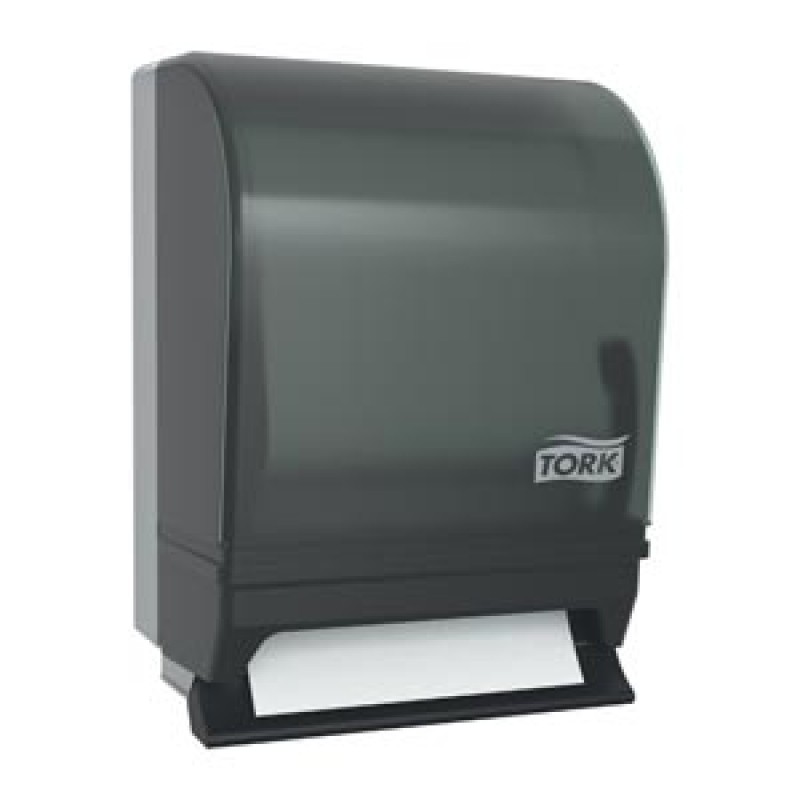 Essity Professional Hygiene North America, LLC 87T Hand Towel Roll Dispenser, Push-Bar Auto Transfer, Universal, Smoke/ Gray, H21, Metal/ Plastic, 15.8" x 8.8" (81 cs/plt)
