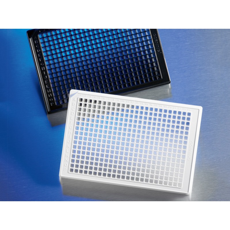 Corning 3764 Corning® 384-well Flat Clear Bottom Black Polystyrene TC-treated Microplates, Low Flange, 20 per Bag, with Lid, Sterile