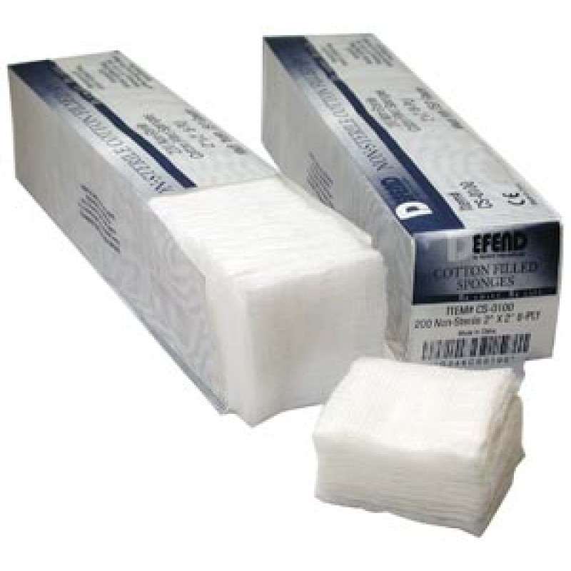 Mydent CS-0100 Cotton Filled Sponge, 2" x 2", 8-ply, Non-Sterile.  5000/cs