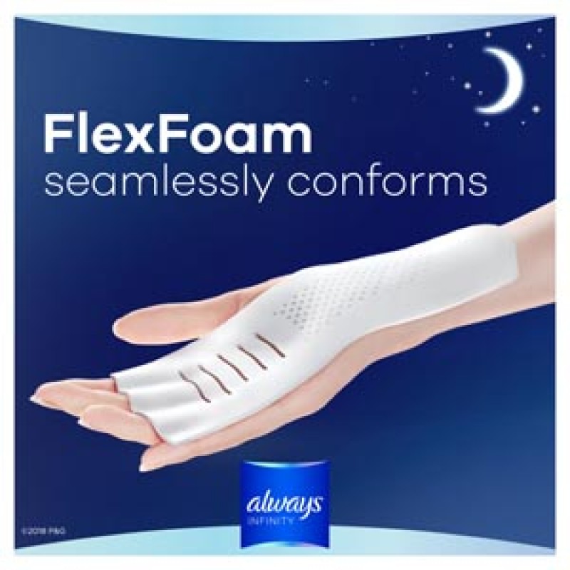 Procter & Gamble Distributing LLC 3700000855 Always Infinity Overnight Pads, Size 4, w/ Wings, Unscented, 13/bx, 6 bx/cs