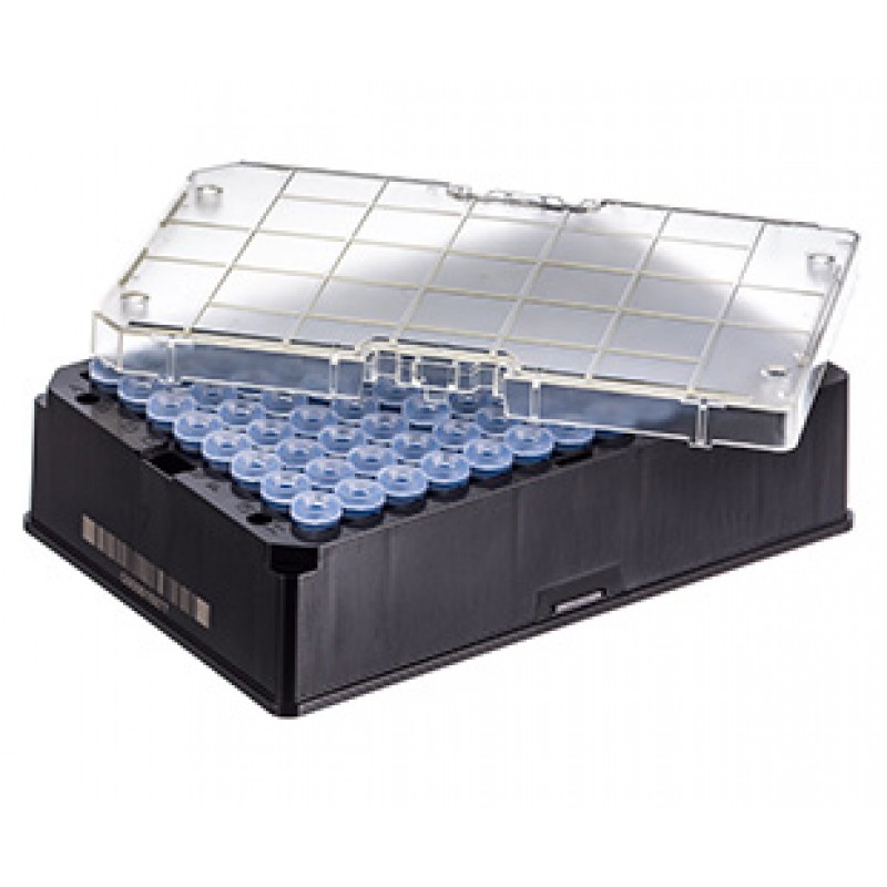 Rack with 96 natural-capped 600µl Cryo.s,  Datamatrix barcode (generic 2D sequence), sterile