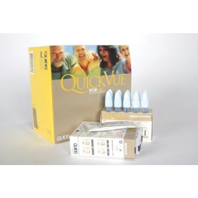 Quidel Corporation 20201 QuickVue® iFOB 50-Tray Pack, Includes: 50 ea Test Cassettes, & Specimen Collection Tube, 1 Package Insert, 2mL FOB Buffer & Patient ID Label, CLIA Waived (Continental US Only - including Alaska & Hawaii)