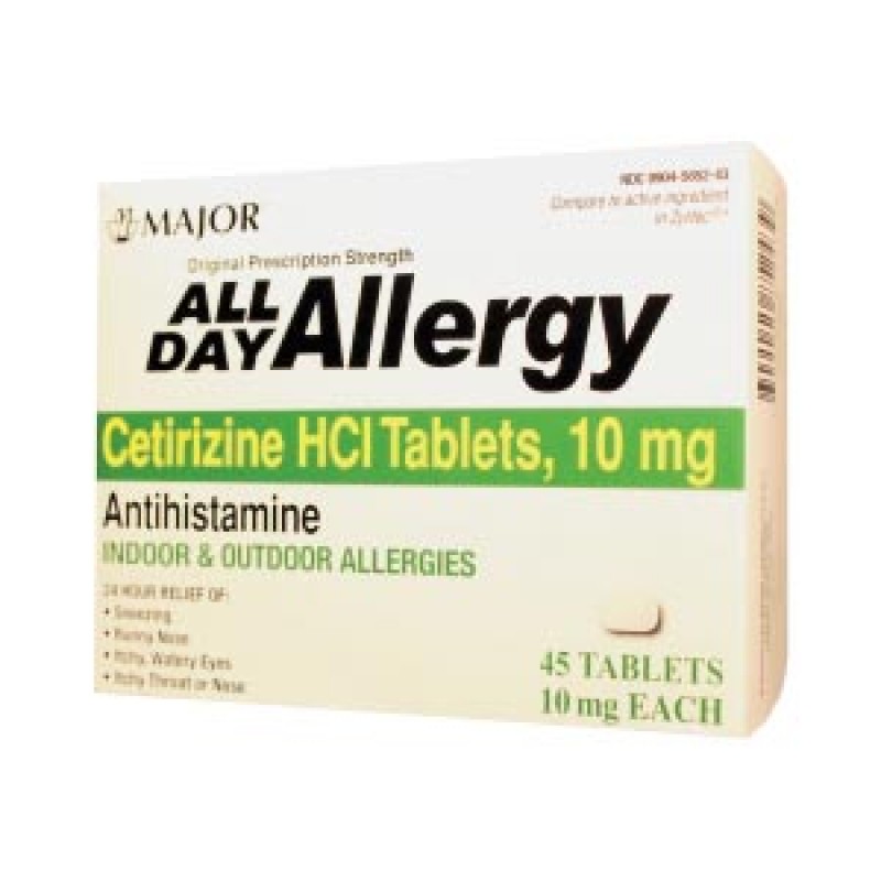 Major Pharmaceuticals 255549 All Day Allergy, 24 Hour, 45s, Compare to Zyrtec®, 24/cs, NDC# 00904-6717-43