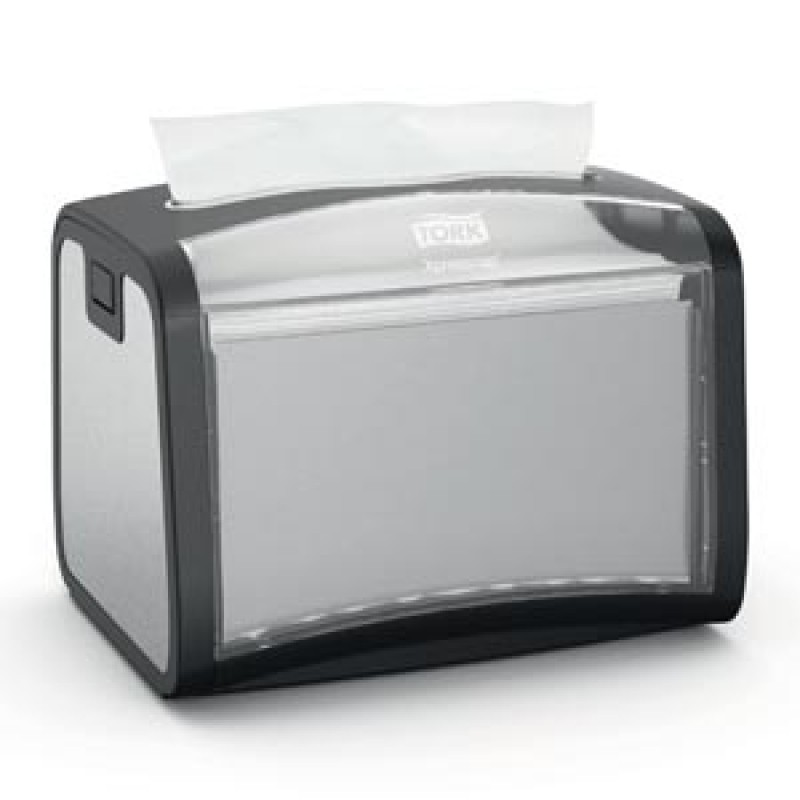 Essity Professional Hygiene North America, LLC 6235000 Napkin Dispenser, Tabletop, Universal, Stainless Steel, N4, Metal/ Plastic, 6.1" x 7.9" x 5.9"