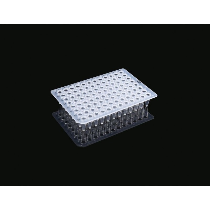 0.2ml 96 Well PCR Plate, No Skirt, Clear, H1 notch, 25/pk, 100/cs