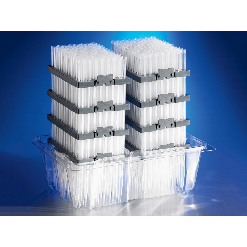 Corning 4129 Corning® DeckWorks 1000 µL (maximum working volume 1250 µL) Pipet Tips, Graduated, Reload System, Natural, Nonsterile, Polypropylene, 96 Tips/Deck, 8 Decks/Pack, 4 Packs/Case