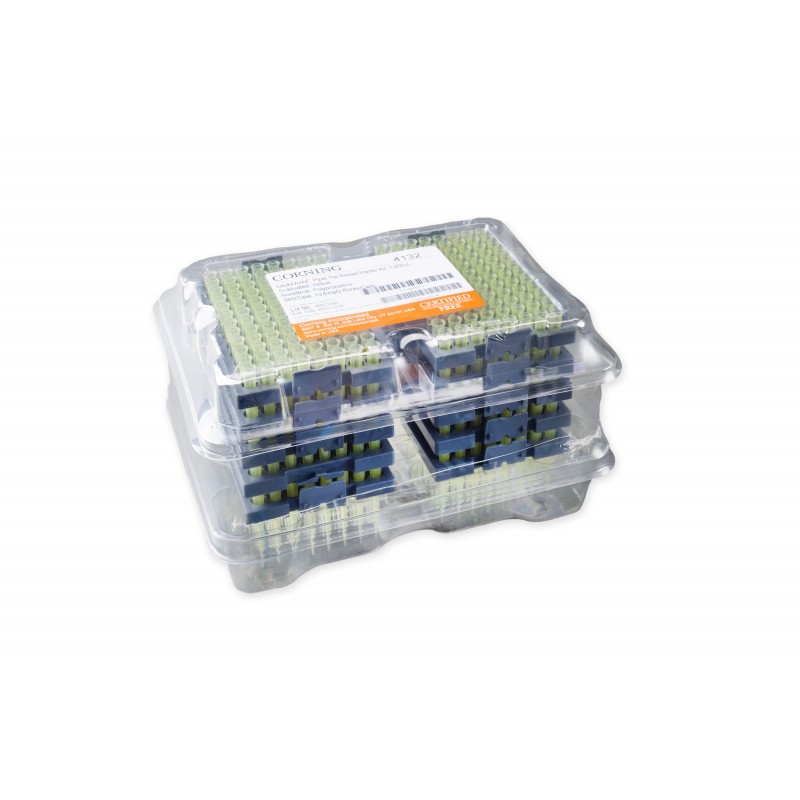 Corning 4132 Corning® DeckWorks 1 - 200 µL Pipet Tips, Graduated, Reload Starter Kit, Yellow, Nonsterile, Polypropylene, 96 Tips/Deck, 10 Decks/Pack, 960 Tips/Pack, 1 Pack/Case and 10 Empty Racks/Case