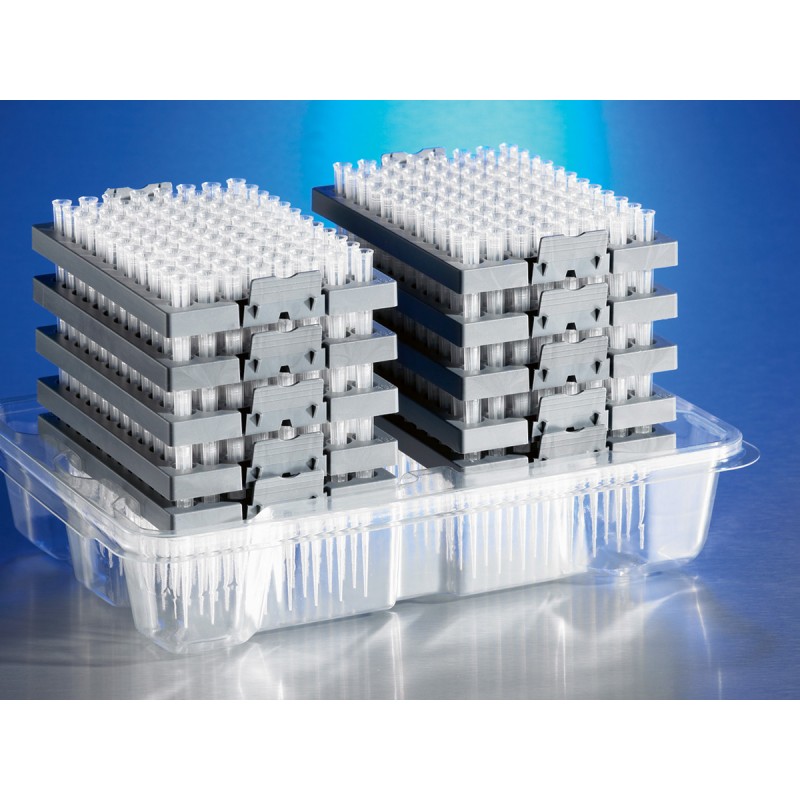 Corning 4154 Corning® DeckWorks 1 - 200 µL Low Binding Pipet Tips, Graduated, Reload System, Natural, Nonsterile, Polypropylene, 96 Tips/Deck, 10 Decks/Pack, 4 Packs/Case