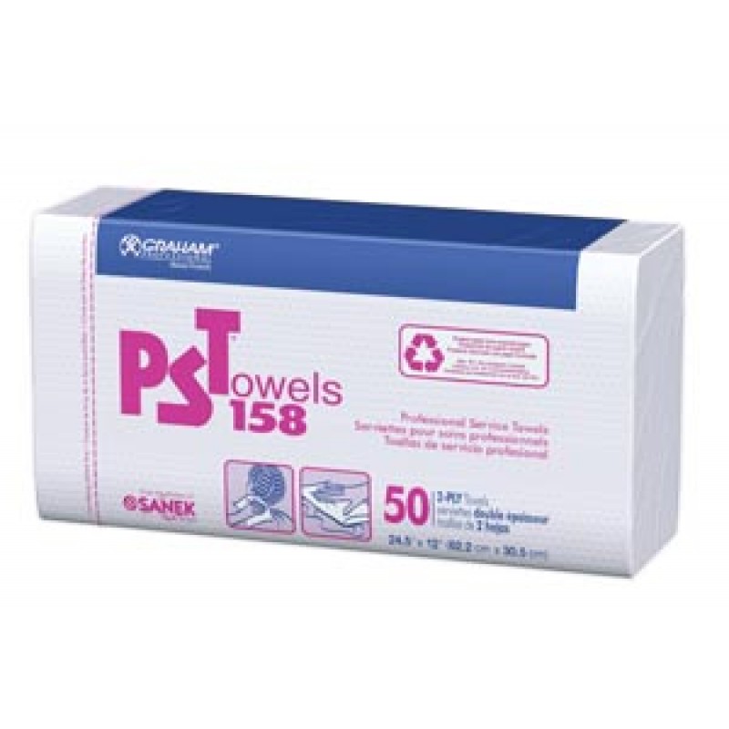 Graham Medical 16159 PST 158 Towel, Huck Finish, 2-Ply, 12" x 24½", White, 500/cs