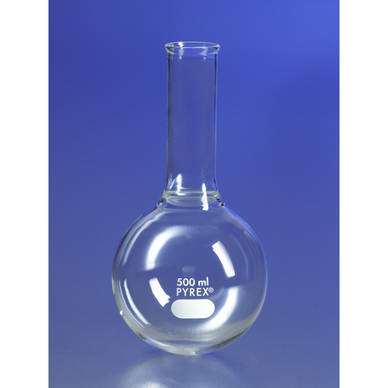 Corning 4280-250 PYREX® 250 mL Long Neck Boiling Flask, Round Bottom, Tooled Mouth