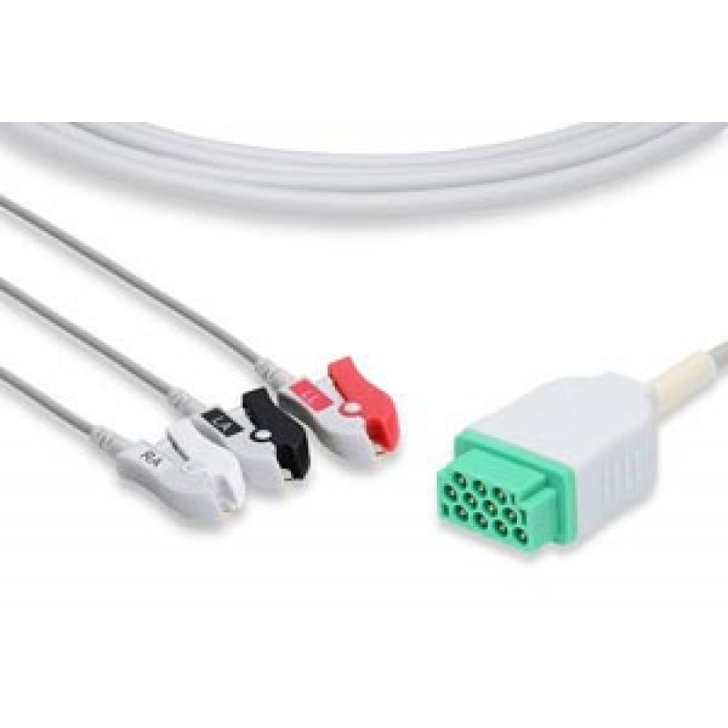 Cables and Sensors C2386P0 Direct-Connect ECG Cable, 3 Leads Clip, GE Healthcare > Marquette Compatible w/ OEM: 2021141-001 (DROP SHIP ONLY) (Freight Terms are Prepaid & Added to Invoice - Contact Vendor for Specifics)