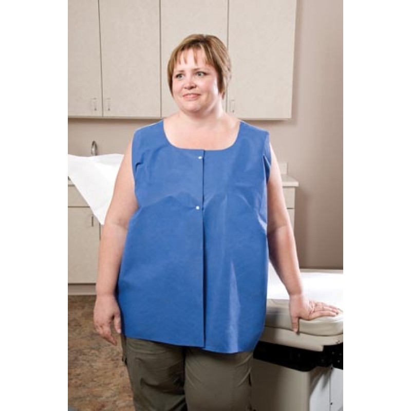 Graham Medical 53158 AmpleWear® Vest, 36" x 30" (approx 3XL), Front Opening, Snaps, Soft, Durable, Blue Front, White Back, 50/cs (70 cs/plt)