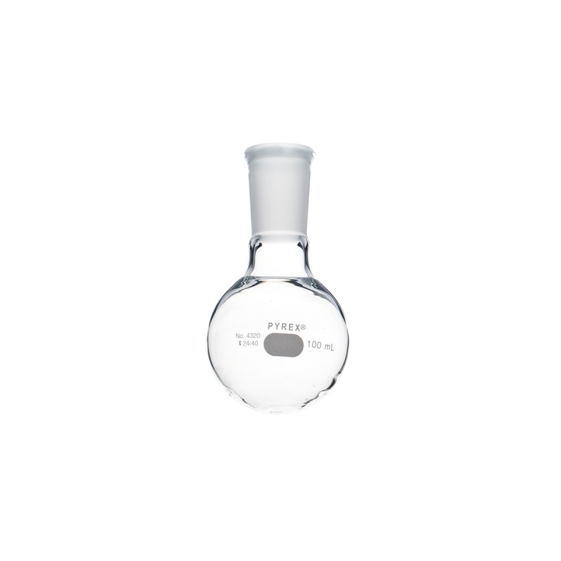 Corning 4320-100 PYREX® 100 mL Short Neck Boiling Flask, Round Bottom, 24/40 Standard Taper Joint