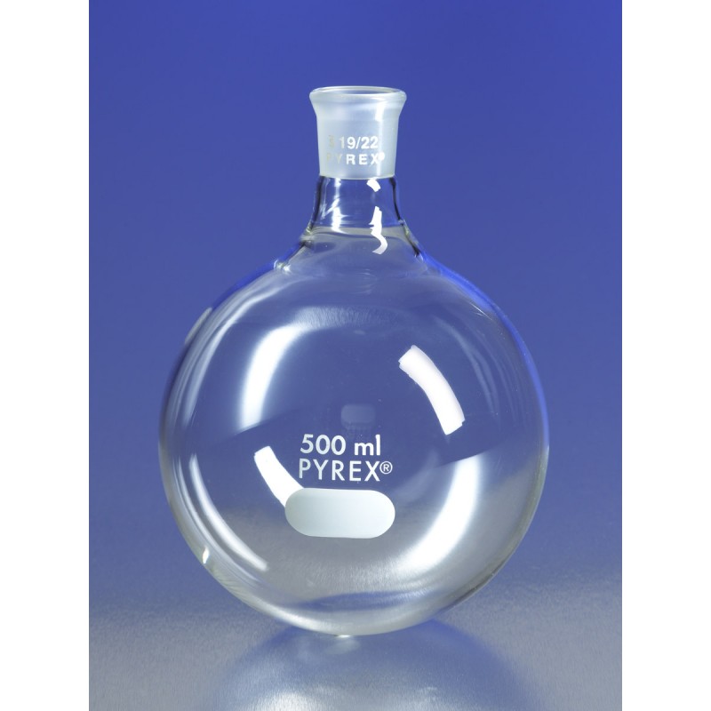 Corning 4321A-100 PYREX® 100 mL Short Neck Boiling Flask, Round Bottom, 14/20 Standard Taper Joint