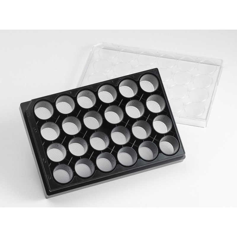 Corning 4441 Corning® Elplasia® 24-well Black/Clear Round Bottom Ultra-Low Attachment, Microcavity Plate, with Lid