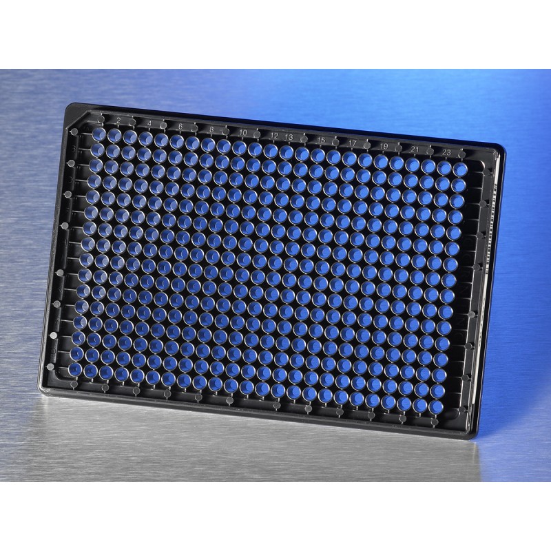 Corning 4585 Corning® BioCoat® Fibronectin 384-well Black/Clear Flat Bottom High Content Imaging Glass Bottom Microplates, 10/Case