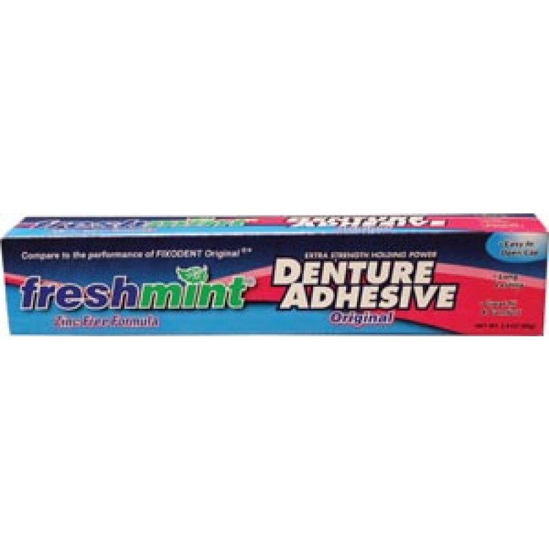 New World Imports DA24 Denture Adhesive, Freshmint, 2.4 oz, Zinc-Free Formulation, Compared to the Performance of Fixodent Original®, 12/bx