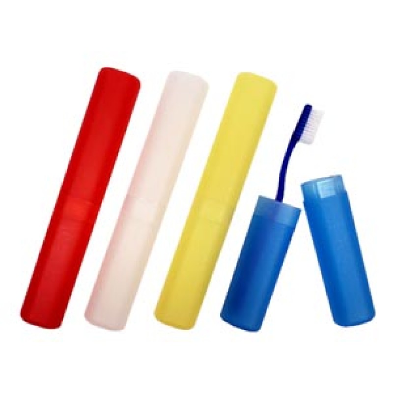 New World Imports TBHLDR-MC Freshmint® Toothbrush Holder, 8" x 1.25" x 0.75", Assorted Colors: Red, Yellow, Clear and Blue, Individually Wrapped, 100/cs