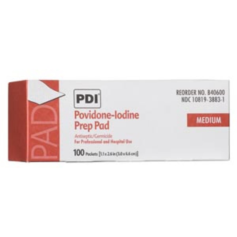 PDI - Professional Disposables, Intl. B40600 PVP Iodine Prep Pad, Medium, 1.1875" x 2.625", 100 pk/bx, 10 bx/cs (192 cs/plt) (US Only) (Products cannot be sold on Amazon.com or any other 3rd party site)
