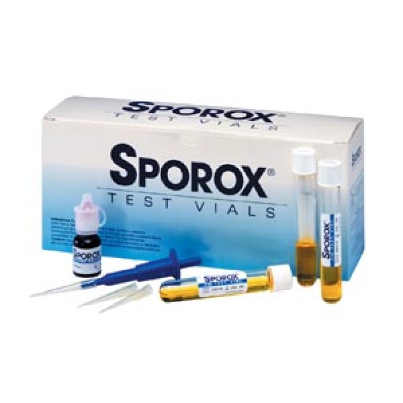 Sultan Healthcare, Inc. 75195 Sporox Test Vials Intro Kit: (30) Test Vials, Bottle of Indicator Solution, Pipettor, (30) Disposable Pipette Tips, 1 kit/bx (Item is considered HAZMAT and cannot ship via Air or to AK, GU, HI, PR, VI)