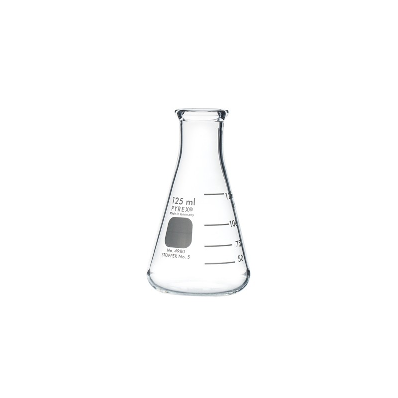 Corning 4980-125 PYREX® 125 mL Narrow Mouth Erlenmeyer Flasks with Heavy Duty Rim