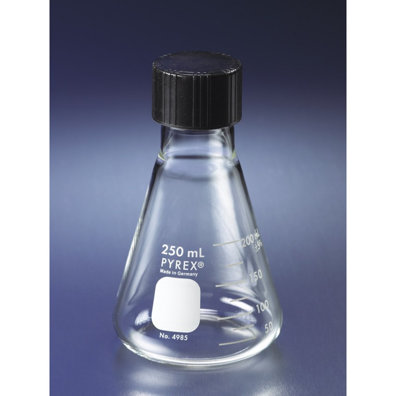 Corning 4985-50 PYREX® 50 mL Narrow Mouth Erlenmeyer Flask with Phenolic Screw Cap