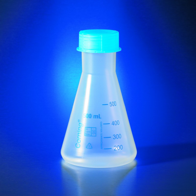 Corning 4985P-250 Corning® 250 mL Reusable Plastic Narrow Mouth Erlenmeyer Flask, Polypropylene with GL-45 PP Screw Cap
