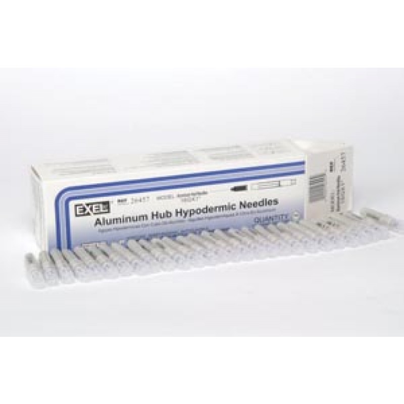 Exel Corporation 26457 Aluminum Hub Hypodermic Needle, 16G x 1", 100/bx, 10 bx/cs, FOR VETERINARY USE ONLY