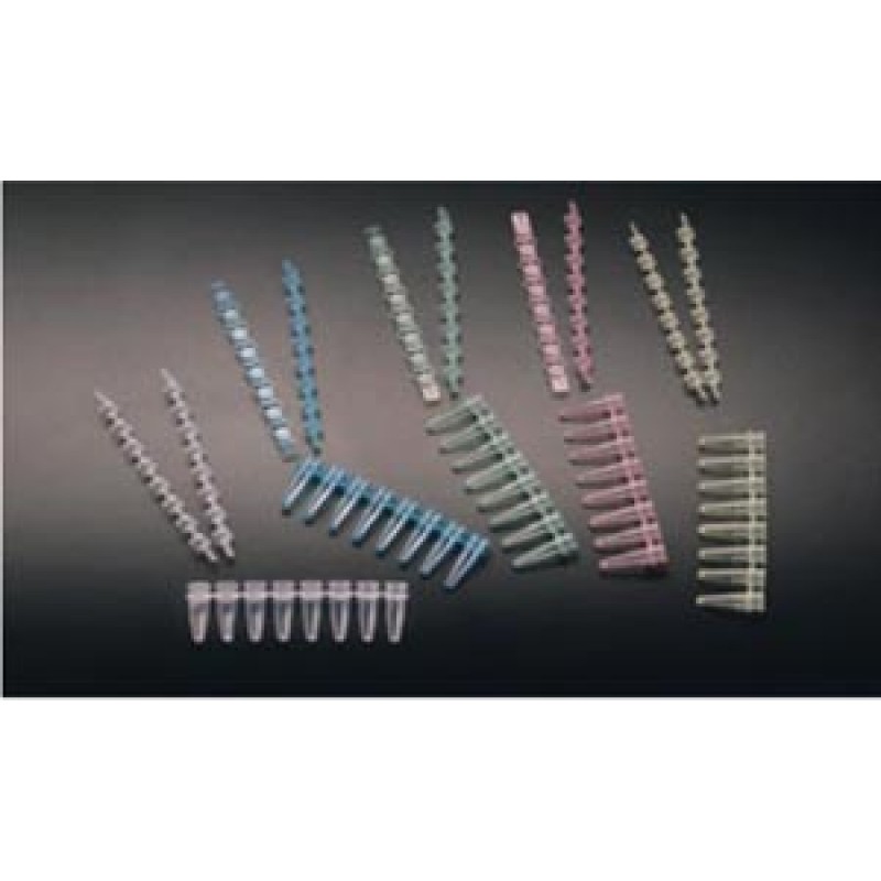 Simport Scientific T320-2G Reaction Strip with Attached Individual Caps, Flat Cap, Green, 125/cs