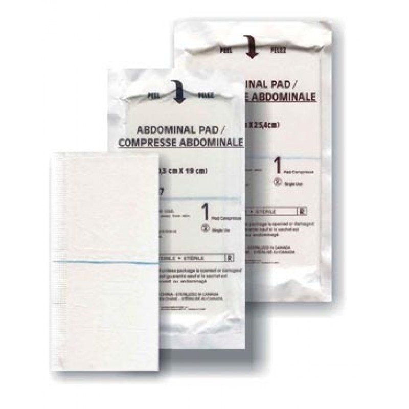 AMD-Medicom A7087 Abdominal Pad, 8" x 7½", Sterile 1s, Sealed Ends, 12/pk, 20 pk/cs