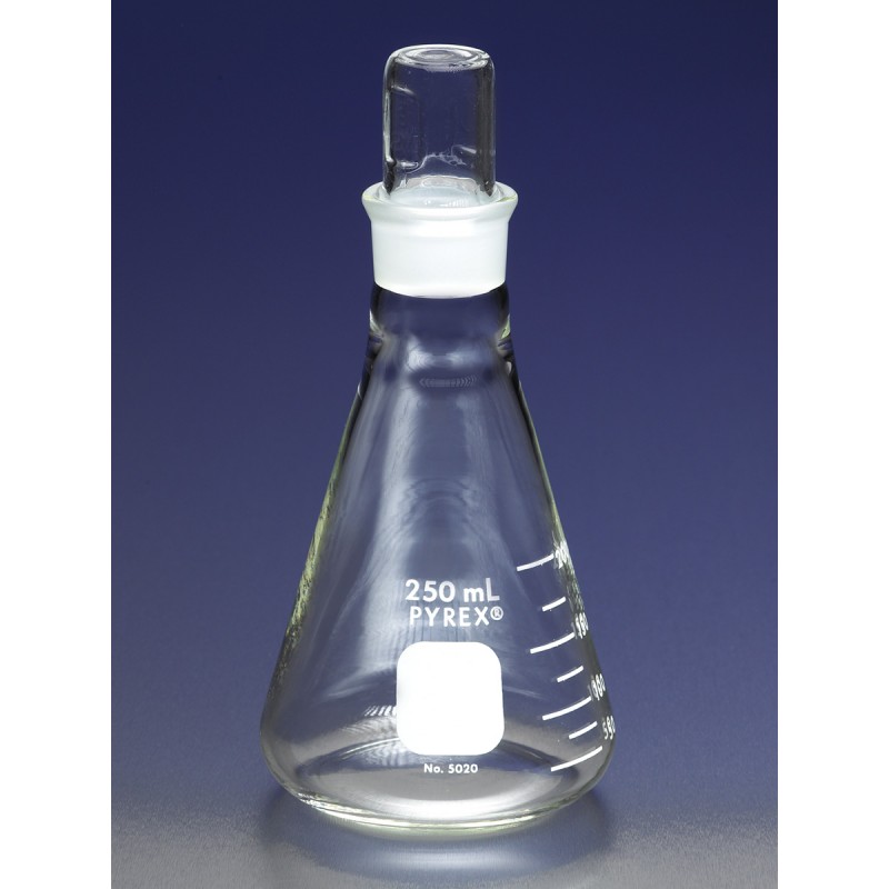 Corning 5020-25 PYREX® 25 mL Narrow Mouth Erlenmeyer Flask with PYREX® Standard Taper Stopper