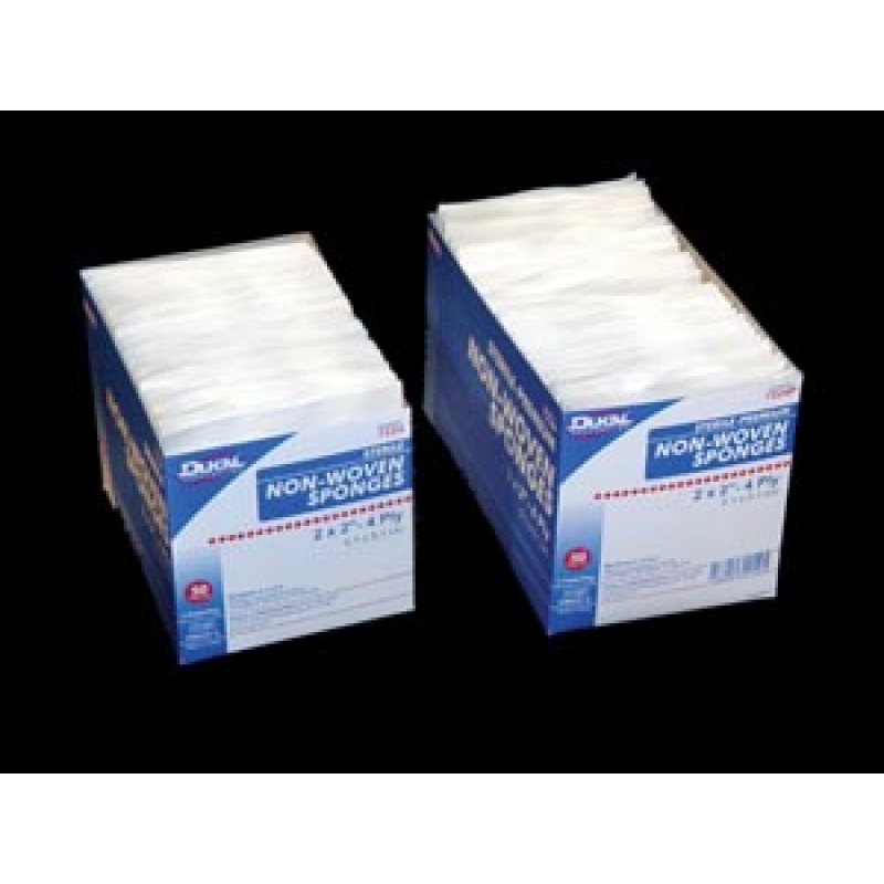 Dukal Corporation 7224 Gauze Sponge, 2" x 2", Sterile, 4-Ply, 2/pk, 50 pk/bx, 30 bx/cs