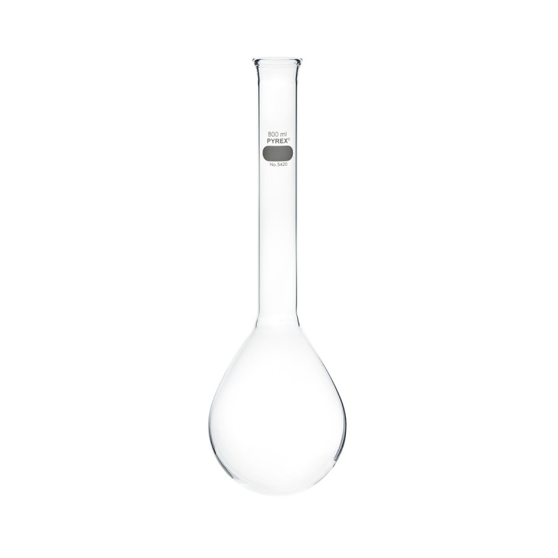 Corning 5420-800 PYREX® 800 mL Round Bottom Kjeldahl Flask with Long Neck