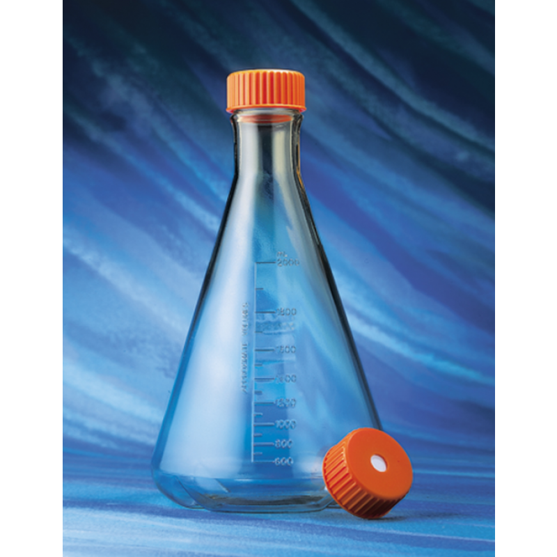 Corning 2L Baffled Polycarbonate Erlenmeyer Flask 431256 with Vent Cap, Cs of 6