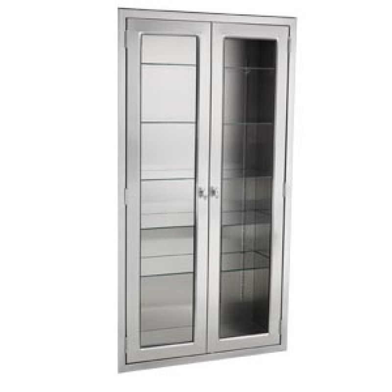 Blickman Industries 1713747000 Equipment and Supplies Cabinet 47"W x 60"H x 18"D Supplies Cabinet, Glass Door, (3) Stainless Steel Adjustable Shelves (DROP SHIP ONLY)