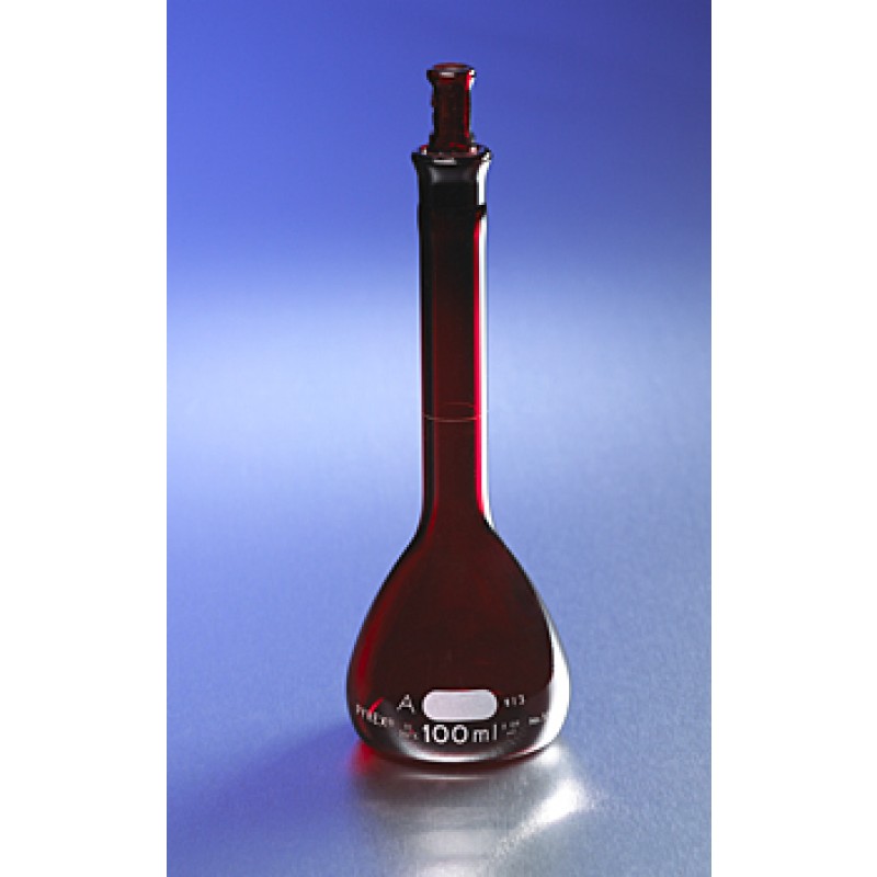 Corning 55640-2L PYREX® Low Actinic 2L Class A Volumetric Flask with Glass Standard Taper Stopper