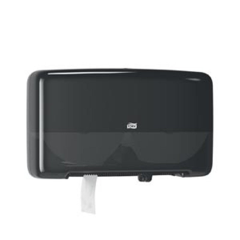 Essity Professional Hygiene North America, LLC 5555290 Bath Tissue Roll Dispenser, Jumbo, Twin, Mini, Universal, Black, T2, Plastic, 10.1" x 17" x 5.7" (150 cs/plt)
