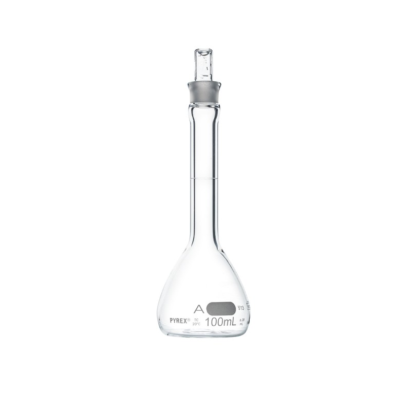 Corning 5640-100 PYREX® 100 mL Class A Volumetric Flasks with PYREX® Glass Standard Taper Stopper