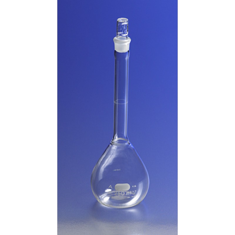 Corning 5680-250 PYREX® 250 mL Class A Certified and Serialized Volumetric Flasks, with Glass Standard Taper Stopper