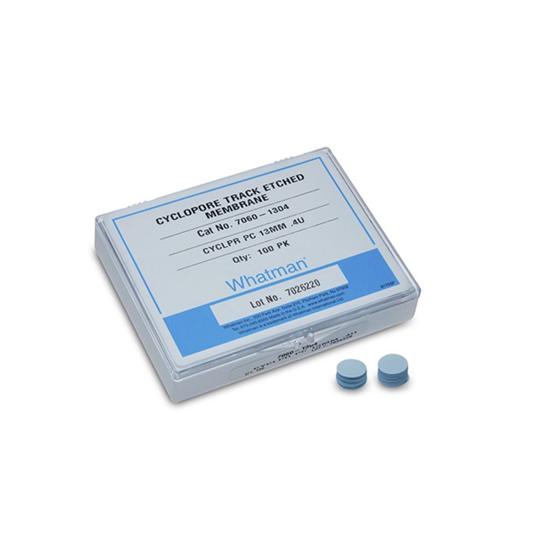 Cytiva 10419406 Whatman Cyclopore Polycarbonate Membrane, 0.1 µm pore size, 25 mm circle, 100/pk